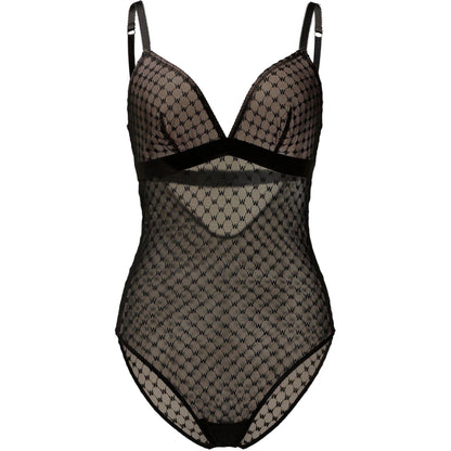 Black - Front - Wolford Womens-Ladies Embroidered Triangle Cups Bodysuit