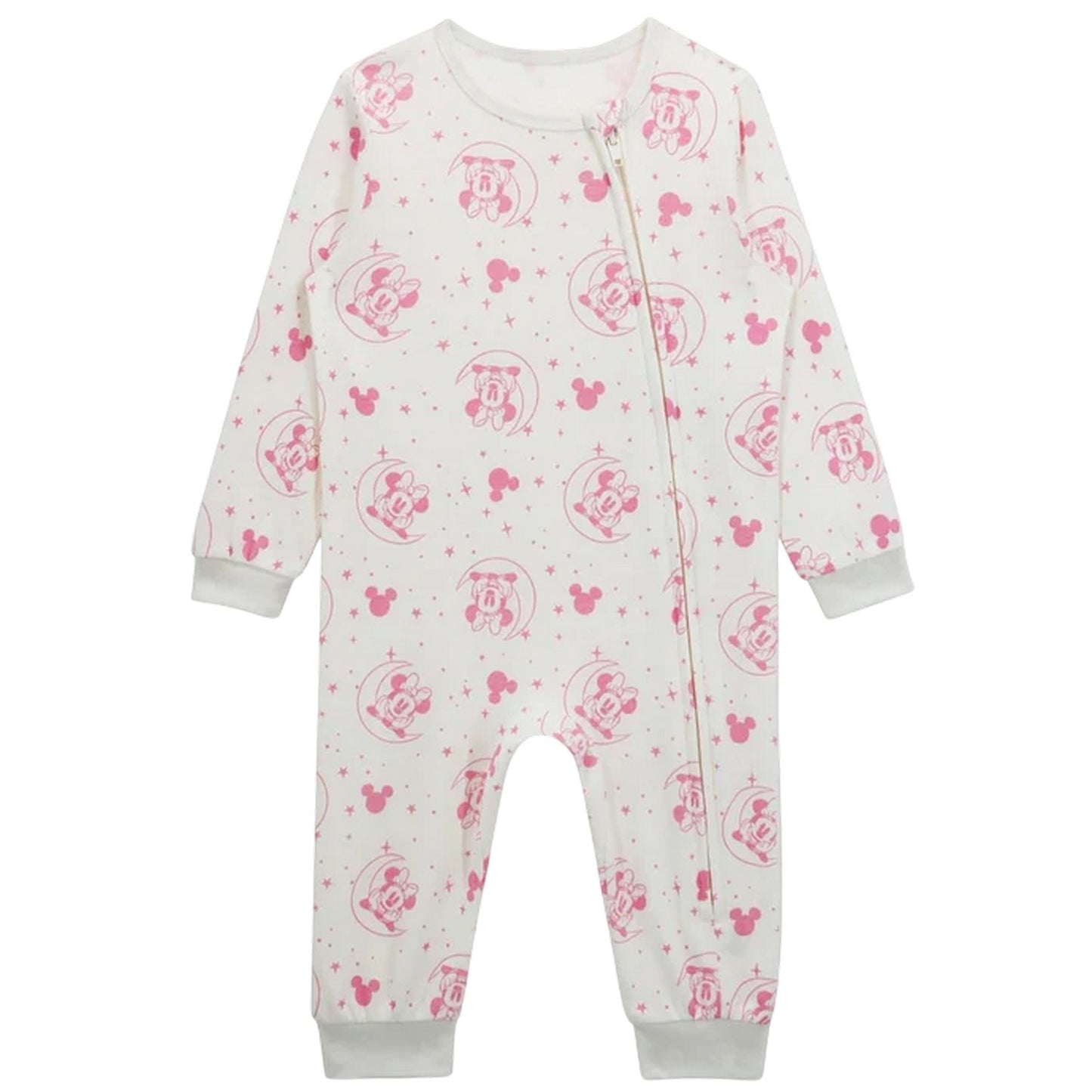 Pink-White - Side - Disney Baby Minnie Mouse Snug Fit Sleepsuit (Pack of 3)