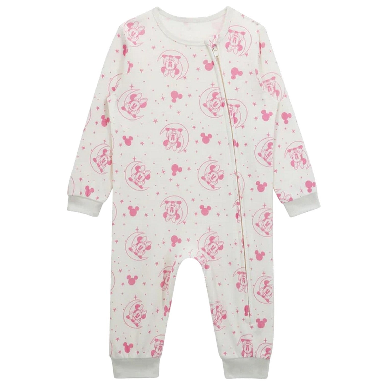 Pink-White - Side - Disney Baby Minnie Mouse Snug Fit Sleepsuit (Pack of 3)