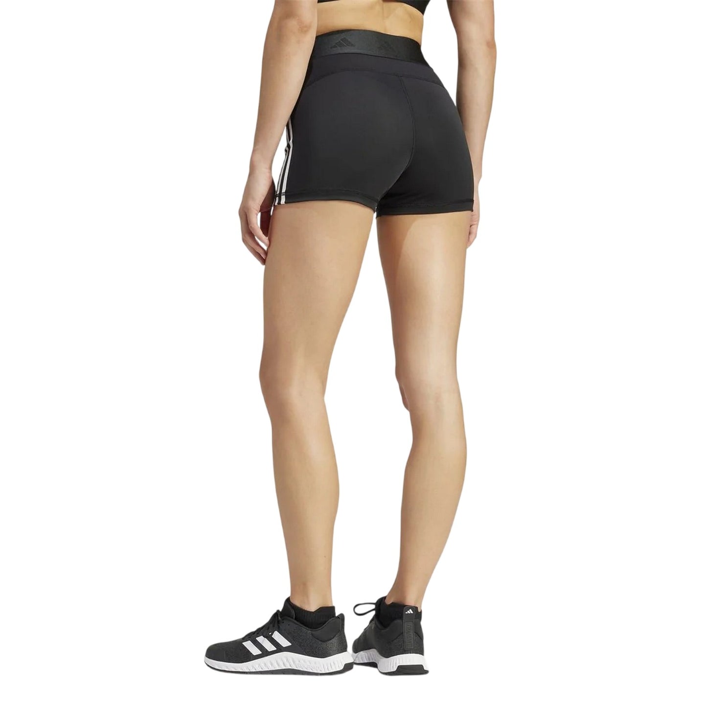 Black - Back - Adidas Womens-Ladies Hyperglam 3 Stripes Shorts