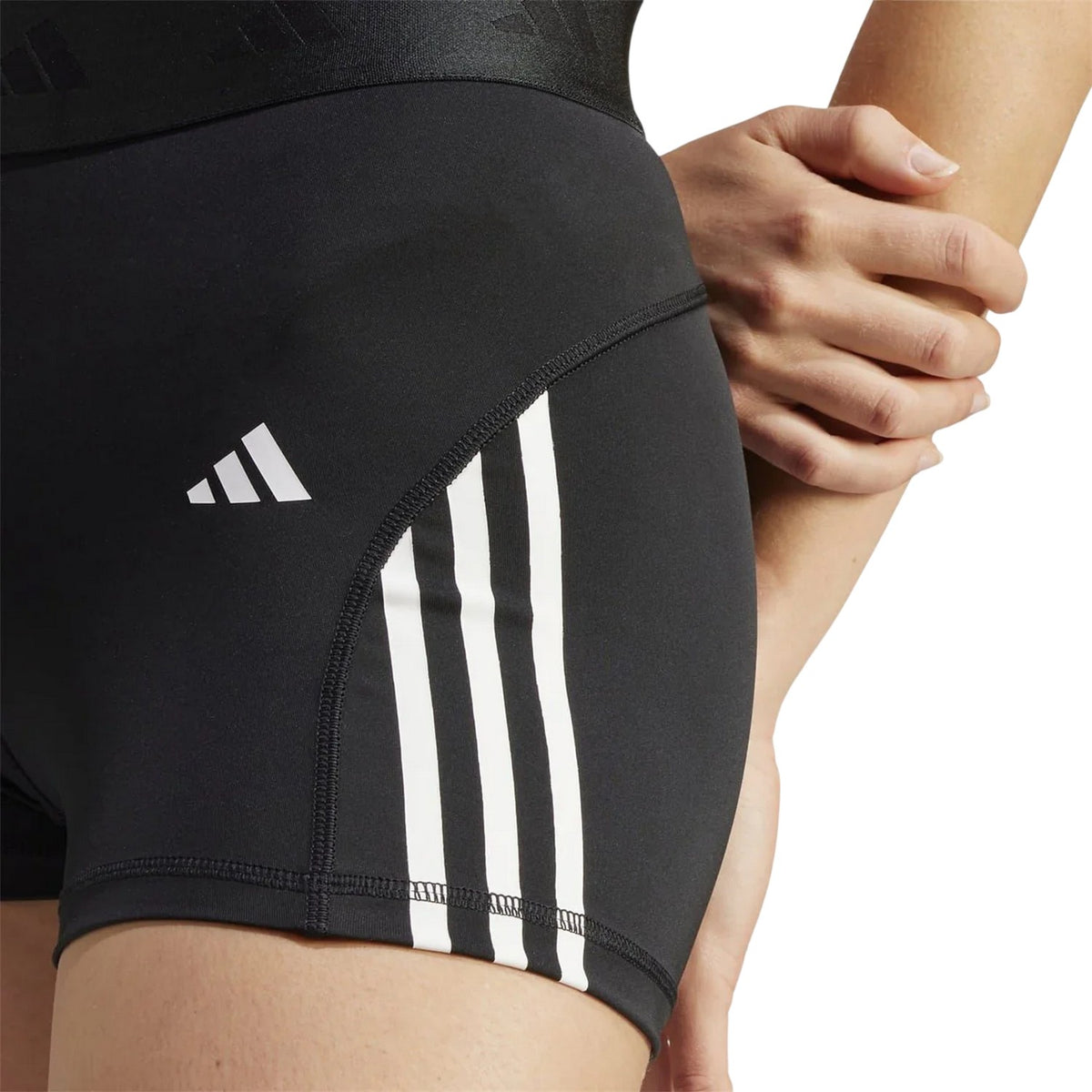 Black - Side - Adidas Womens-Ladies Hyperglam 3 Stripes Shorts