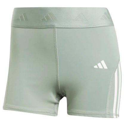 Linen Green - Front - Adidas Womens-Ladies Hyperglam 3 Stripes Shorts