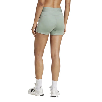 Linen Green - Back - Adidas Womens-Ladies Hyperglam 3 Stripes Shorts