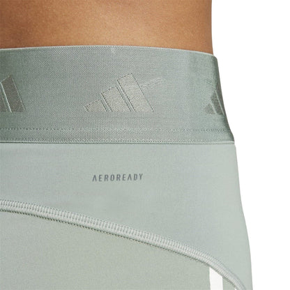 Linen Green - Side - Adidas Womens-Ladies Hyperglam 3 Stripes Shorts