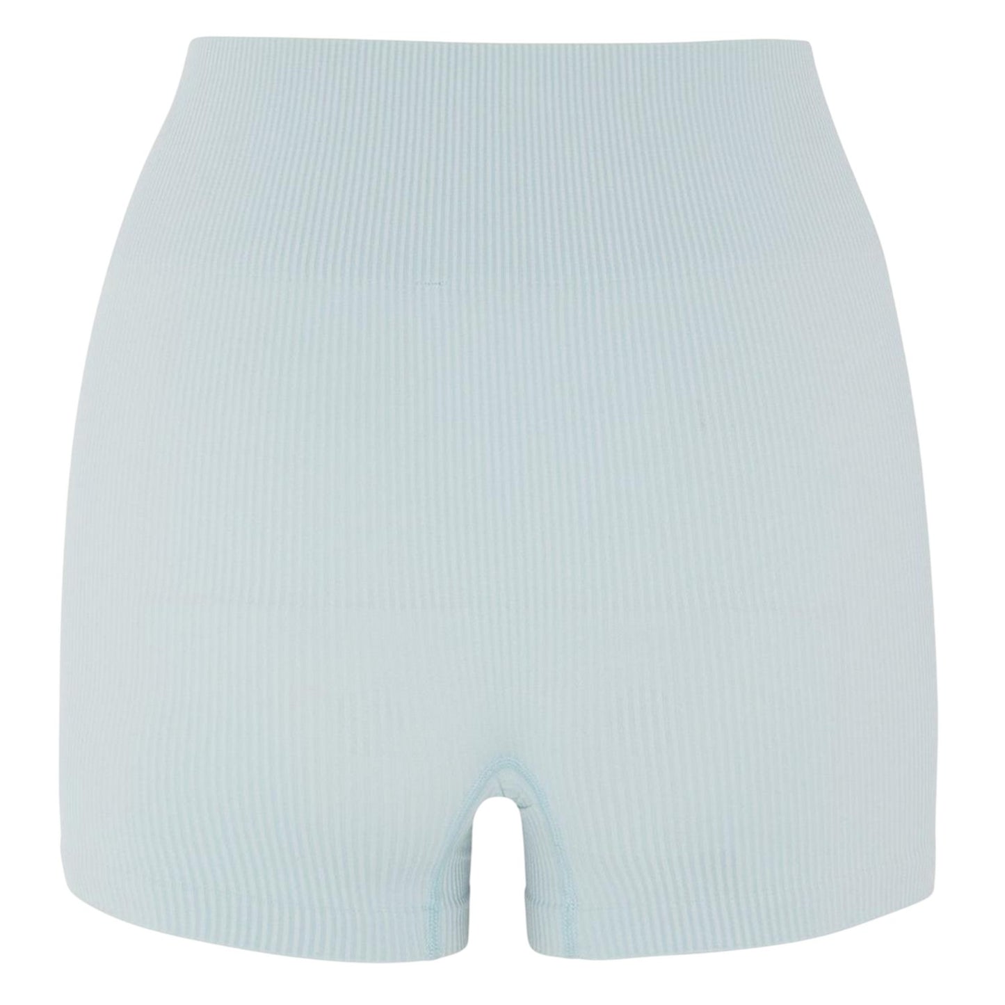 Light Blue - Back - HIIT Womens-Ladies Ribbed High Waist Cycling Shorts