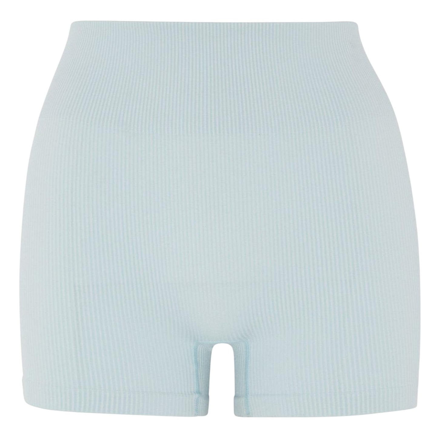 Light Blue - Front - HIIT Womens-Ladies Ribbed High Waist Cycling Shorts