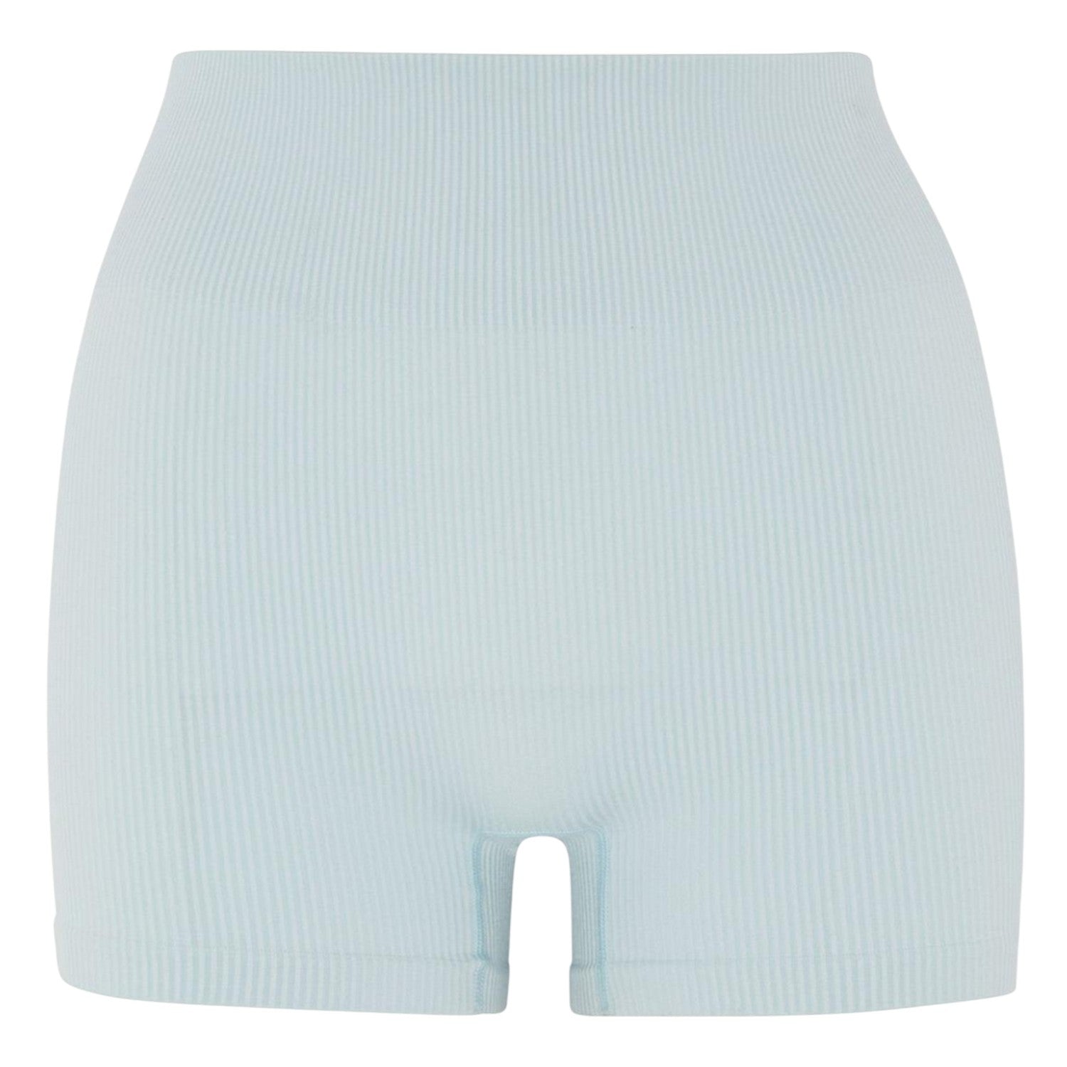 Light Blue - Front - HIIT Womens-Ladies Ribbed High Waist Cycling Shorts