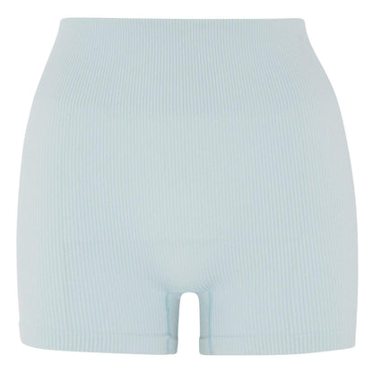 Light Blue - Front - HIIT Womens-Ladies Ribbed High Waist Cycling Shorts
