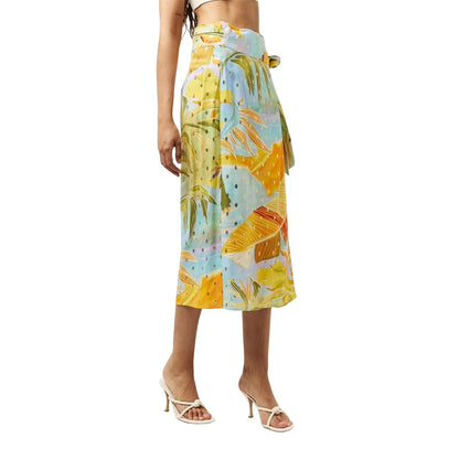 Blue - Side - Never Fully Dressed Womens-Ladies Jaspre Wrap Midi Skirt