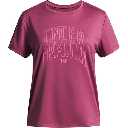 Fuchsia - Front - Under Armour Childrens-Kids Tech Varsity Performance T-Shirt