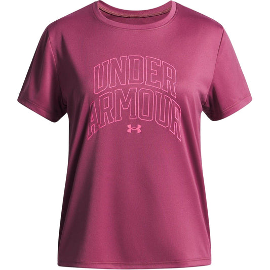 Fuchsia - Front - Under Armour Childrens-Kids Tech Varsity Performance T-Shirt