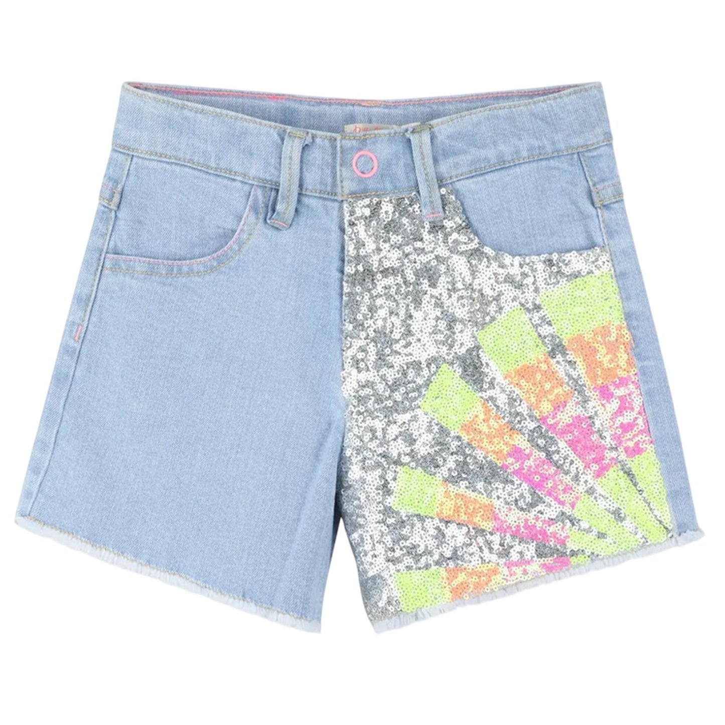 Bleach - Front - Billieblush Girls Denim Sequin Jean Shorts