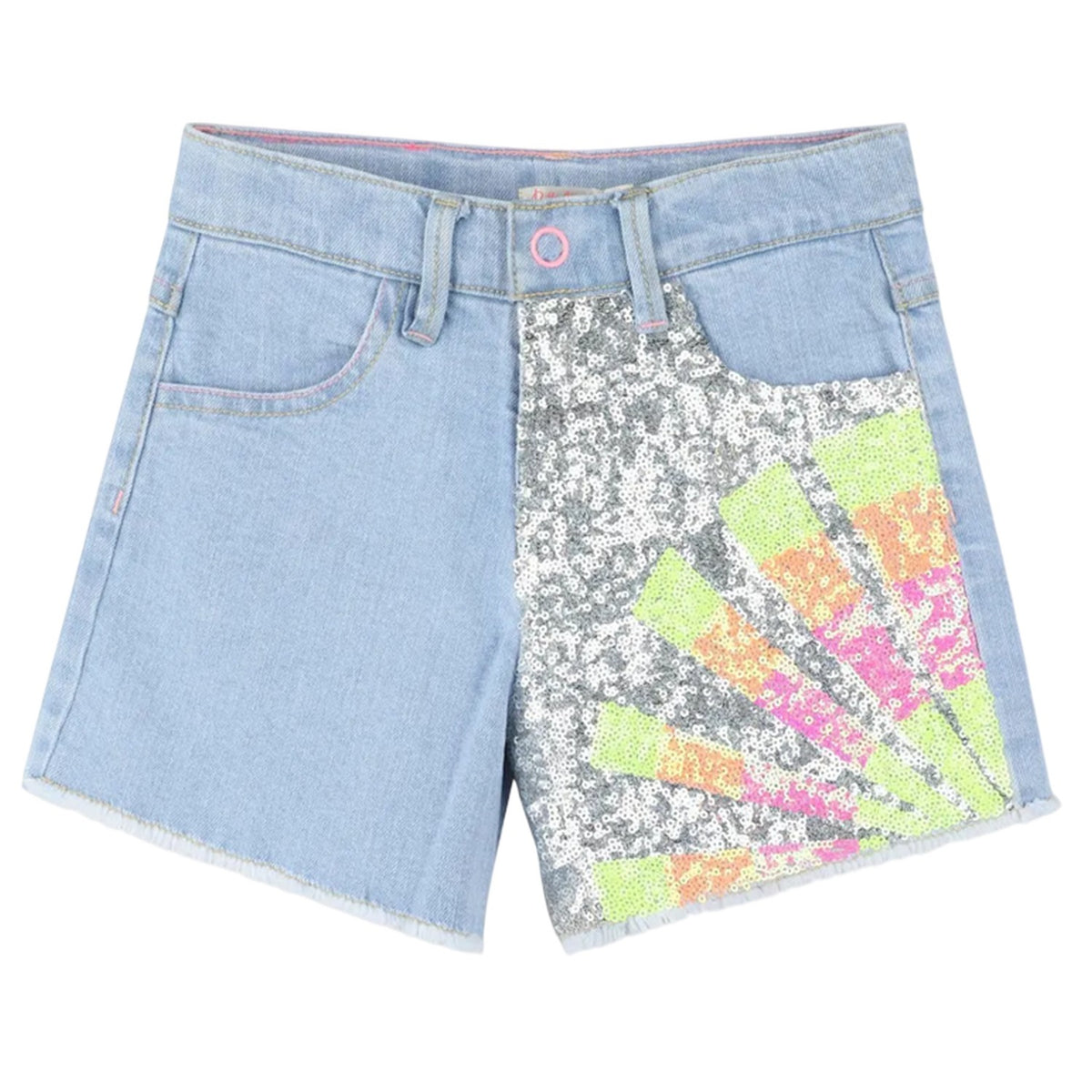 Bleach - Front - Billieblush Girls Denim Sequin Jean Shorts