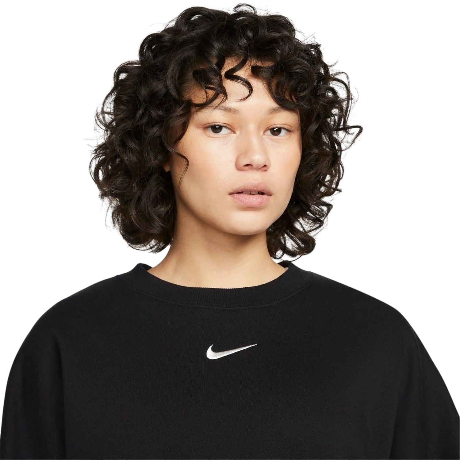 Black - Side - Nike Womens-Ladies Phoenix Fleece Crew Neck Oversized Sweatshirt