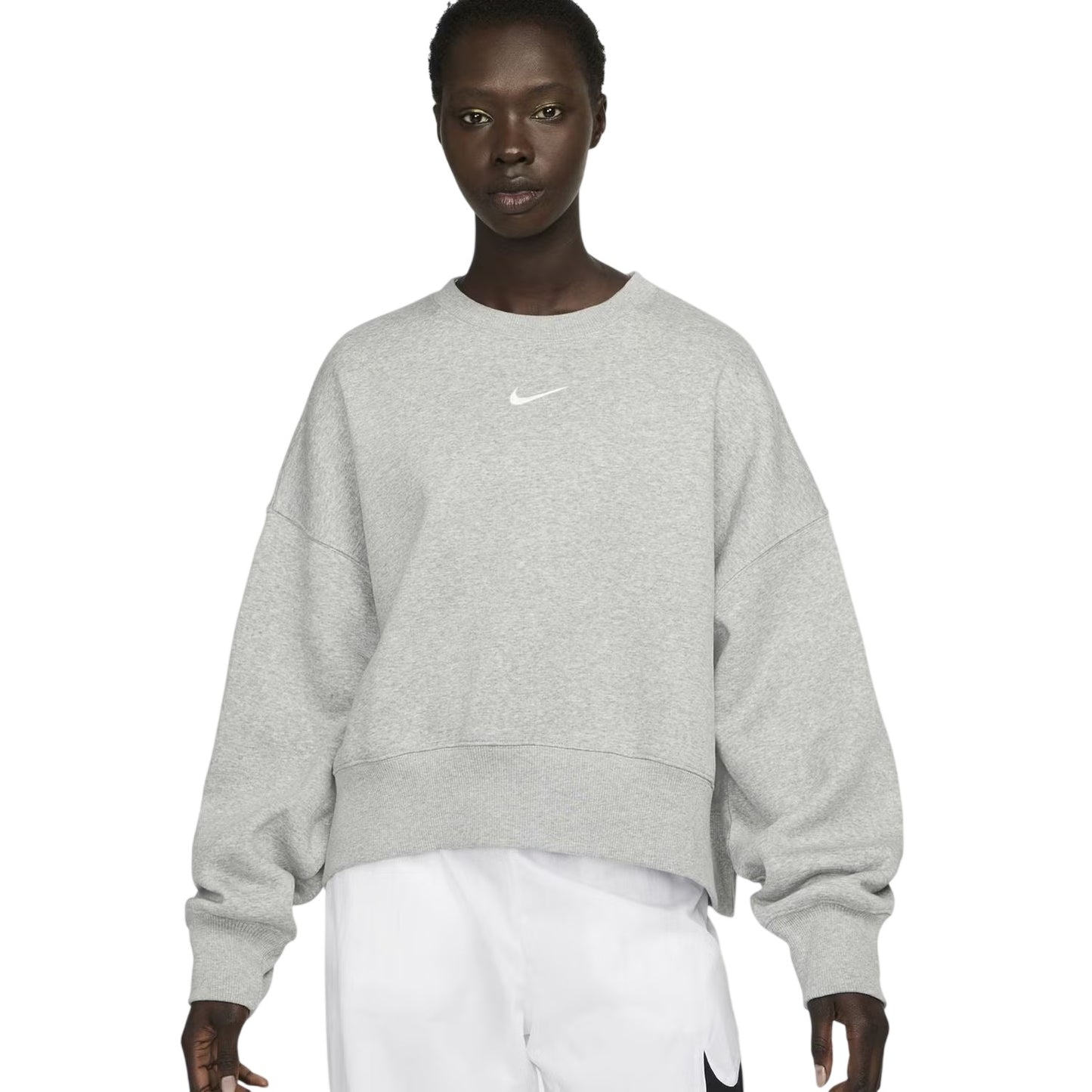Grey Marl - Front - Nike Womens-Ladies Phoenix Fleece Crew Neck Oversized Sweatshirt