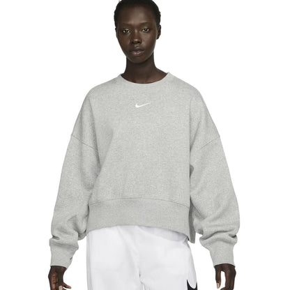Grey Marl - Front - Nike Womens-Ladies Phoenix Fleece Crew Neck Oversized Sweatshirt