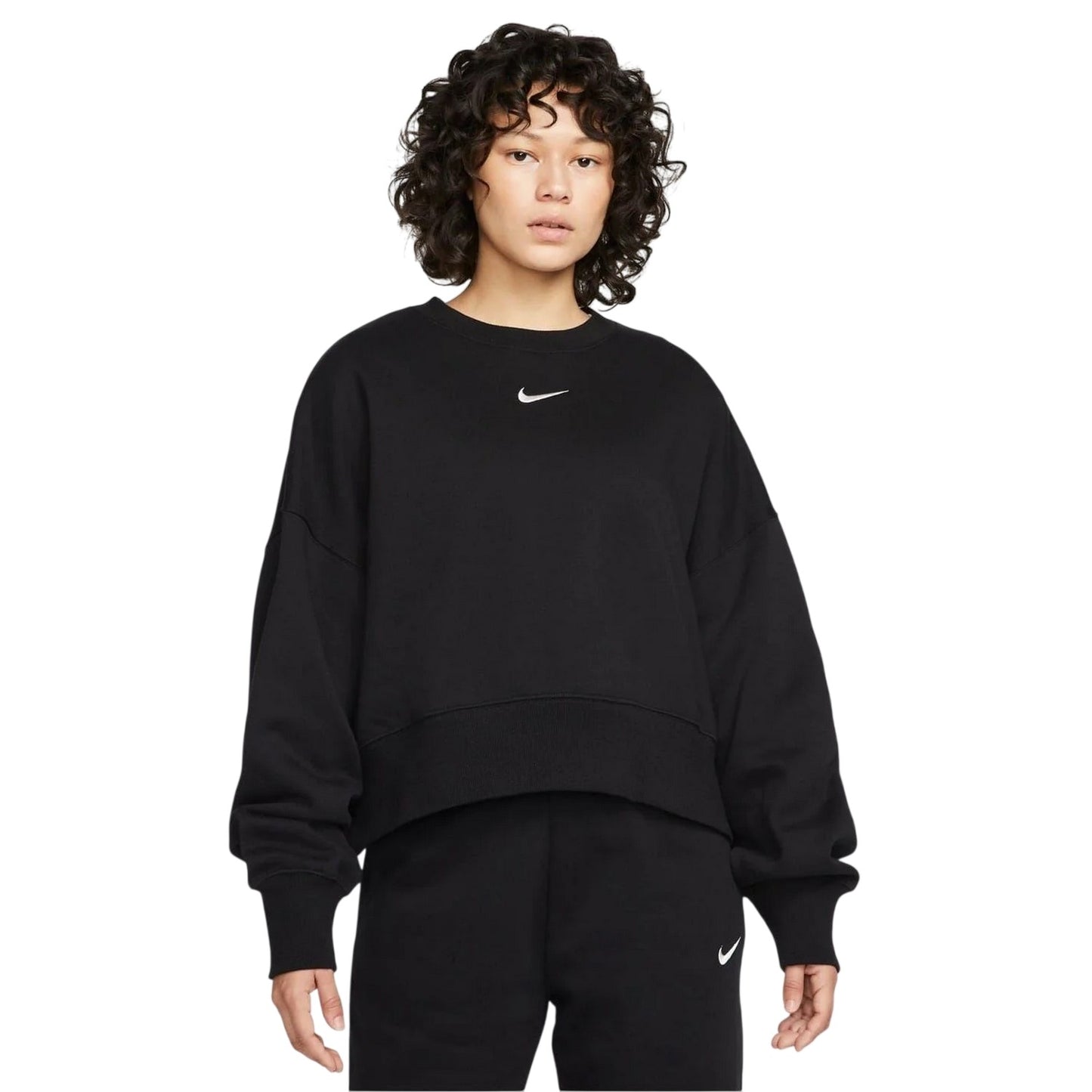Black - Front - Nike Womens-Ladies Phoenix Fleece Crew Neck Oversized Sweatshirt