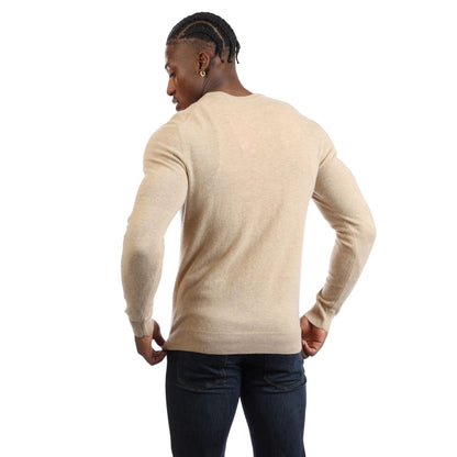 Khaki Brown - Back - Gant Mens Lambswool Blend Regular Jumper