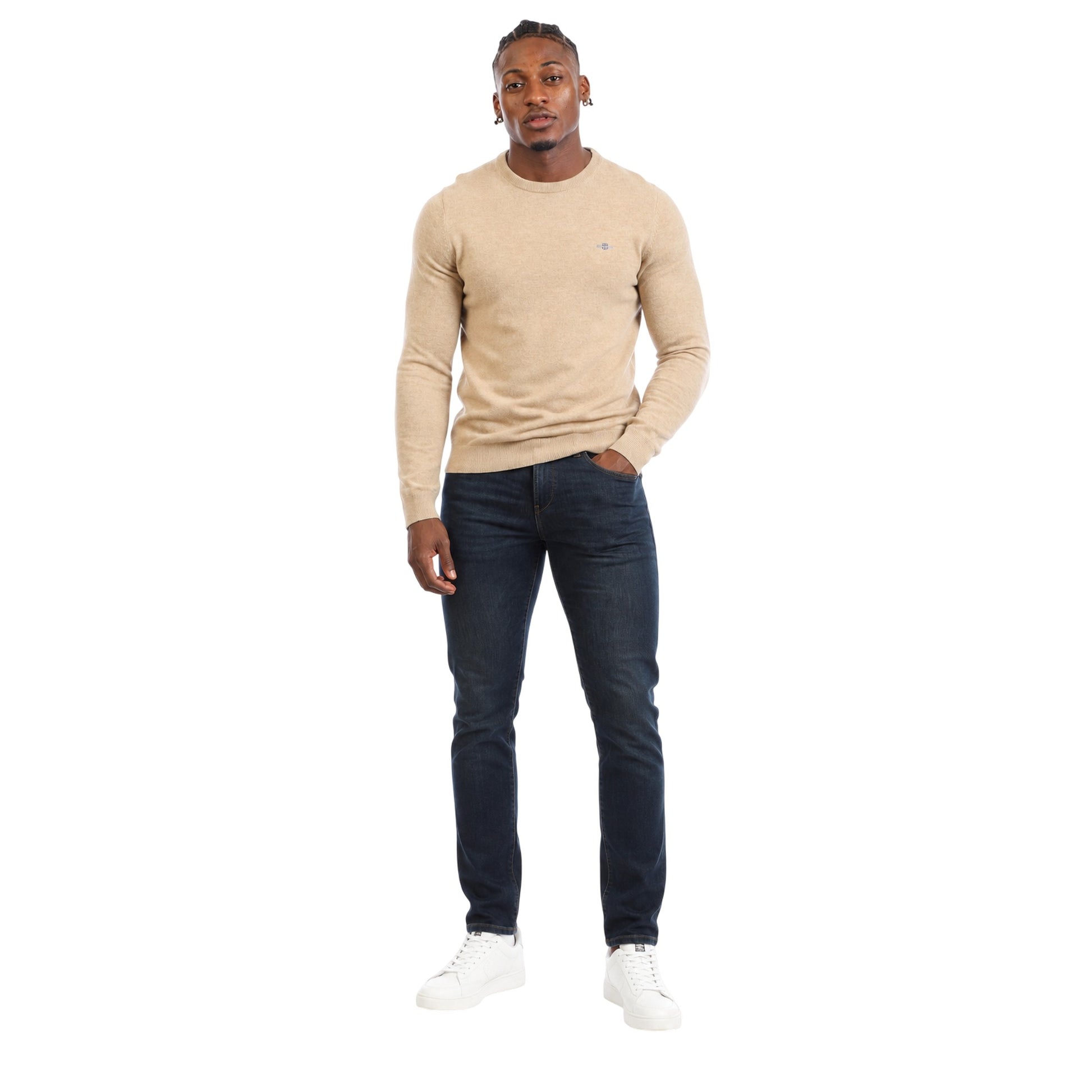 Khaki Brown - Lifestyle - Gant Mens Lambswool Blend Regular Jumper