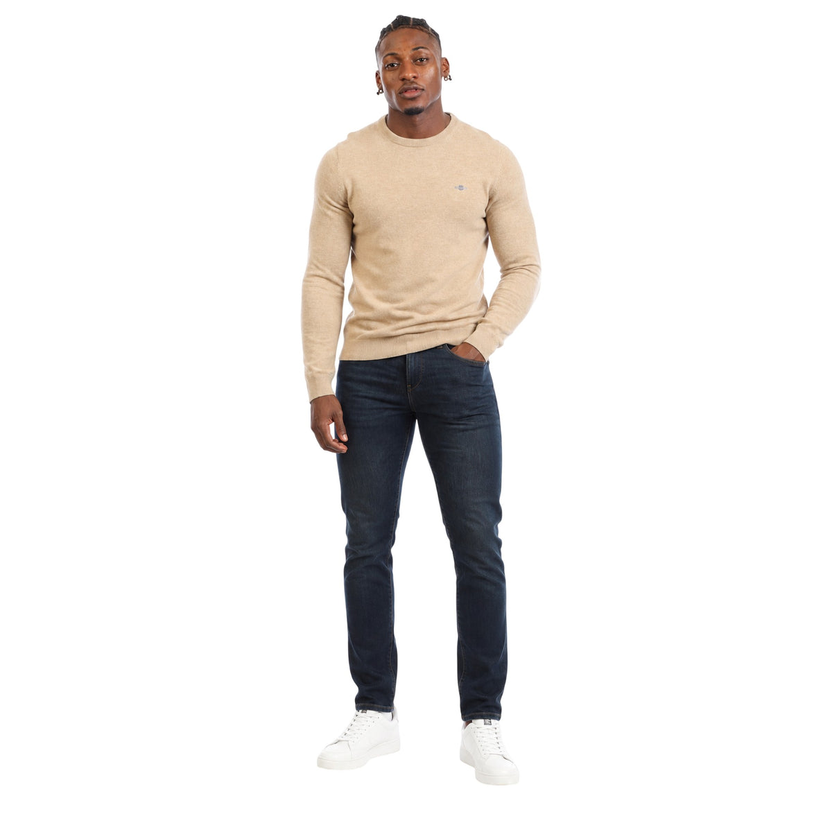 Khaki Brown - Lifestyle - Gant Mens Lambswool Blend Regular Jumper