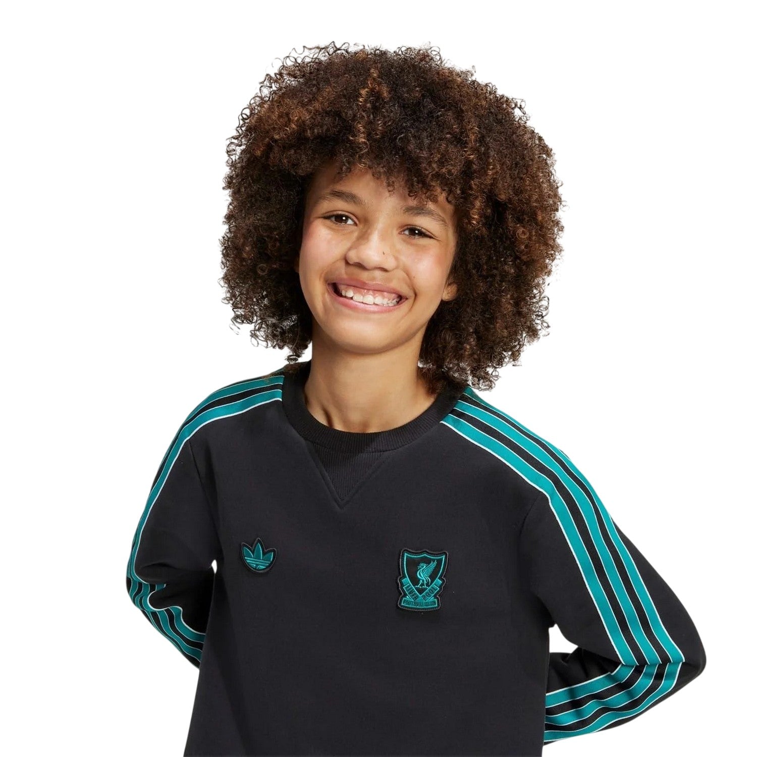 Black - Side - Adidas Childrens-Kids Terrace Icons Liverpool FC Cotton Blend Sweatshirt