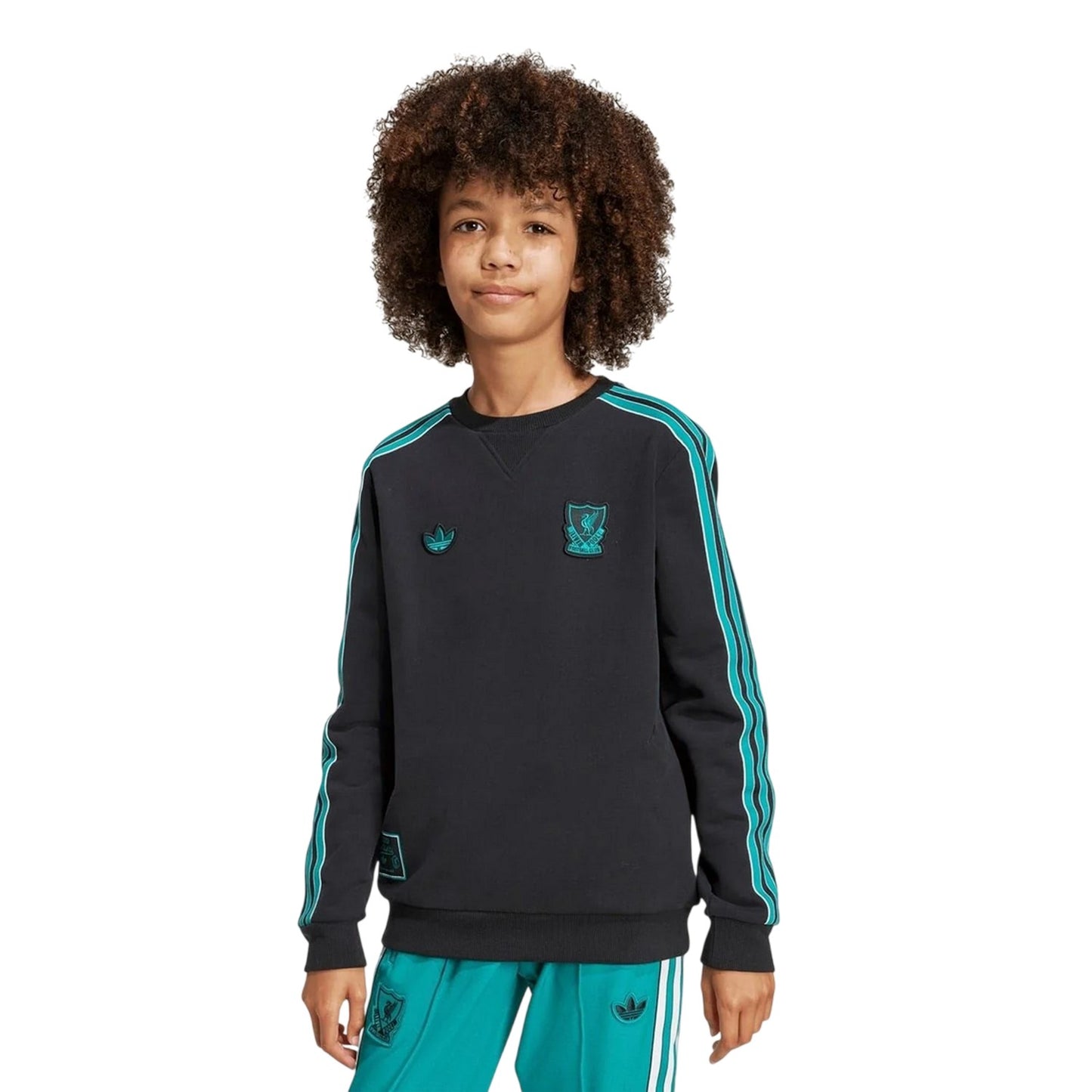 Black - Lifestyle - Adidas Childrens-Kids Terrace Icons Liverpool FC Cotton Blend Sweatshirt