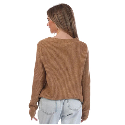 Beige - Back - Boss Womens-Ladies Rib Knit Pullover