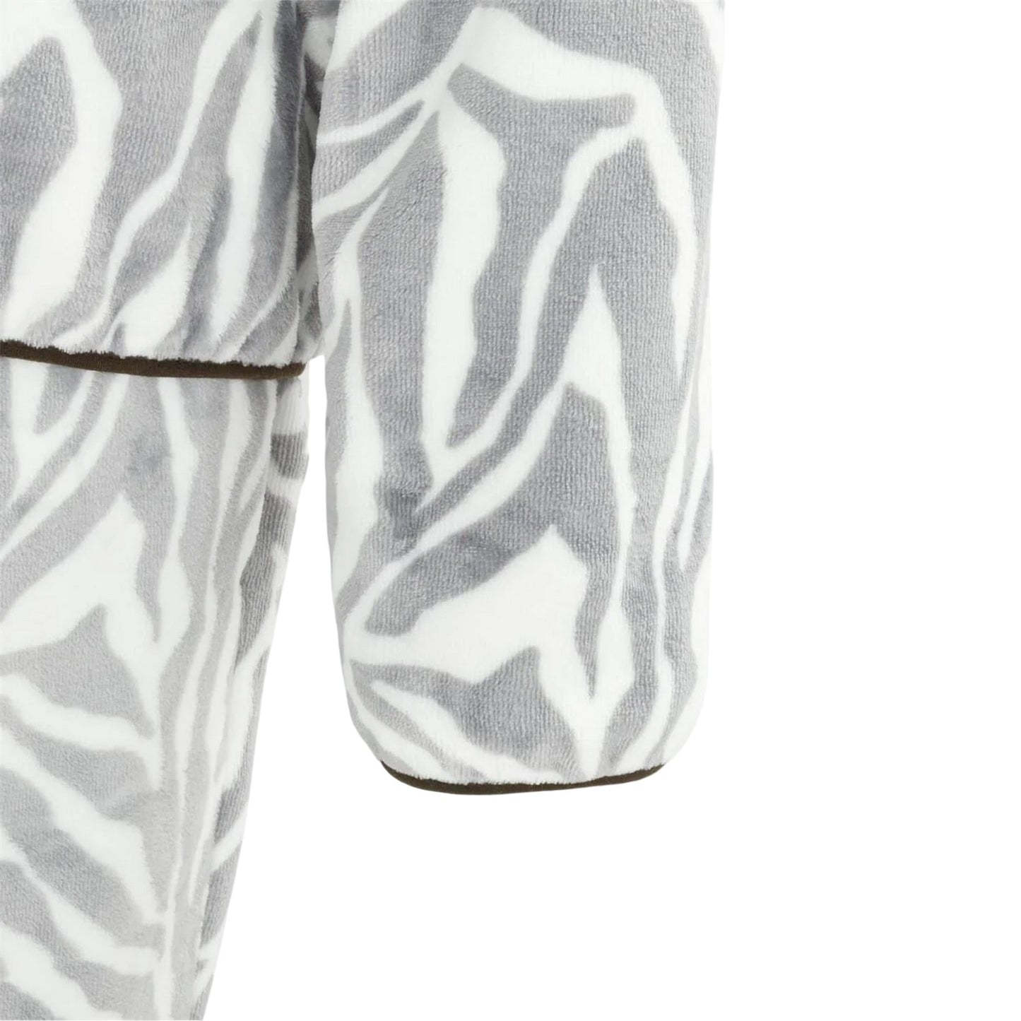 White-Black - Side - Biba Womens-Ladies Zebra Print Fleece Funnel Neck Loungewear Set