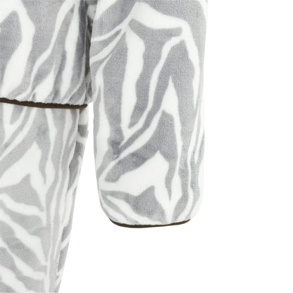 White-Black - Side - Biba Womens-Ladies Zebra Print Fleece Funnel Neck Loungewear Set