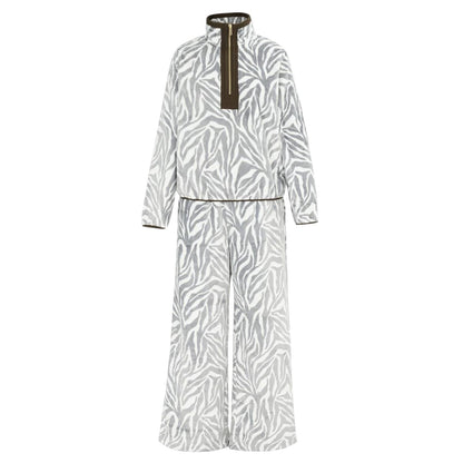 White-Black - Front - Biba Womens-Ladies Zebra Print Fleece Funnel Neck Loungewear Set