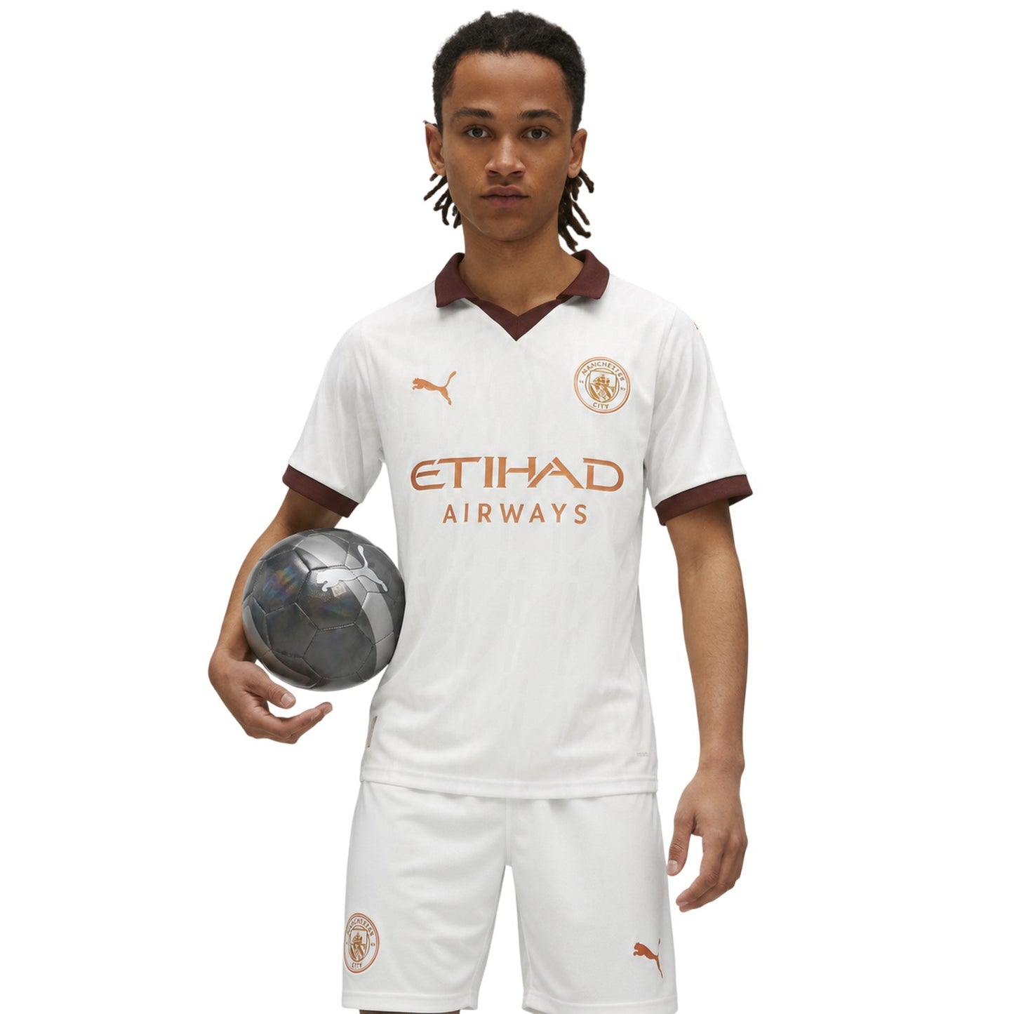 White-Brown - Lifestyle - Puma Mens Manchester City FC Replica Football Shirt