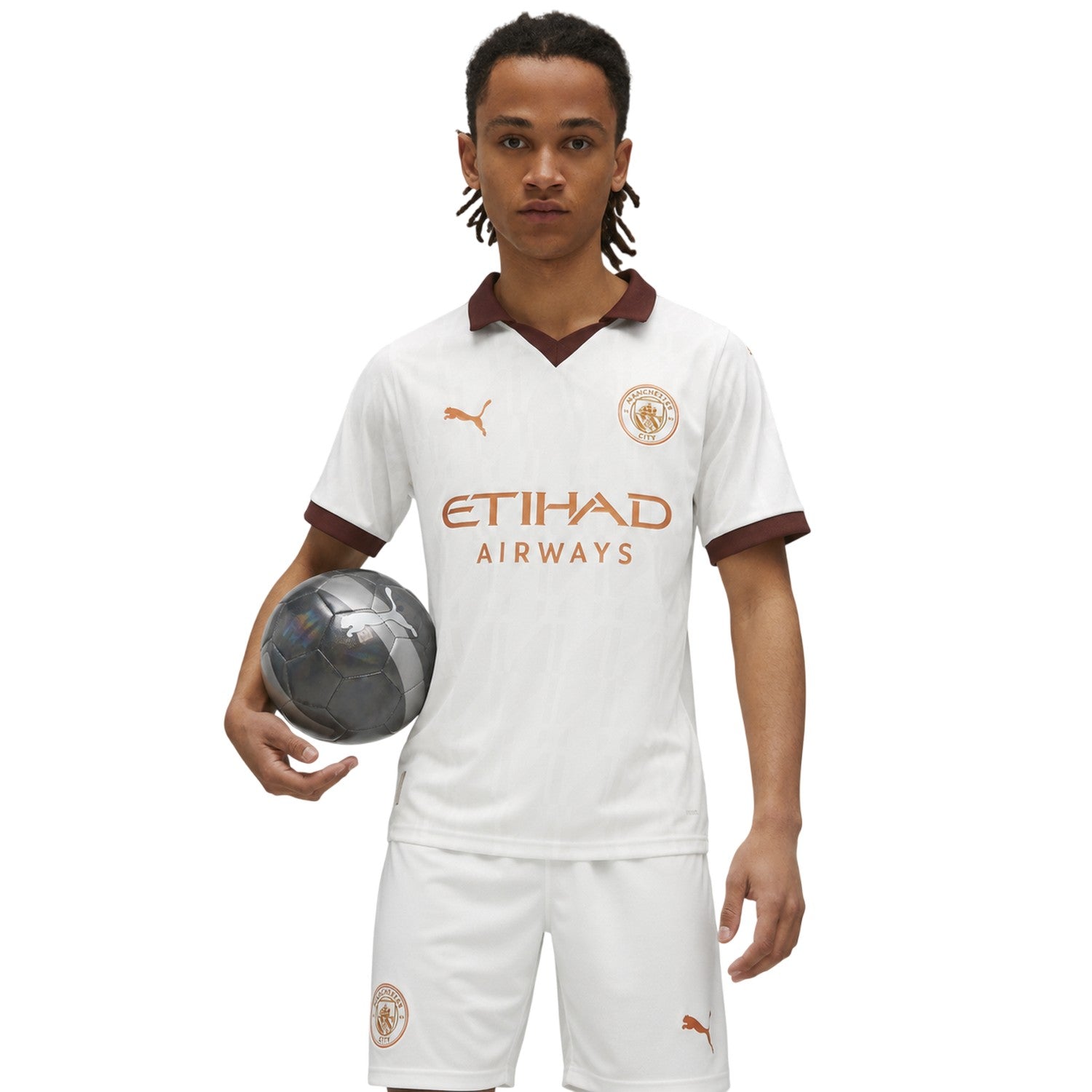 White-Brown - Lifestyle - Puma Mens Manchester City FC Replica Football Shirt