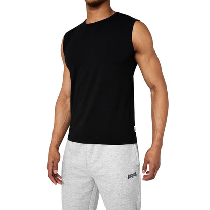 Black - Side - Lonsdale Mens Plain Sleeveless Vest Top