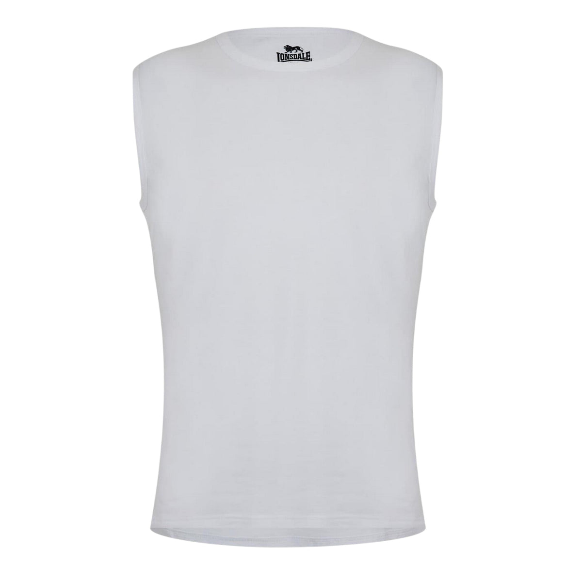White - Front - Lonsdale Mens Plain Sleeveless Vest Top