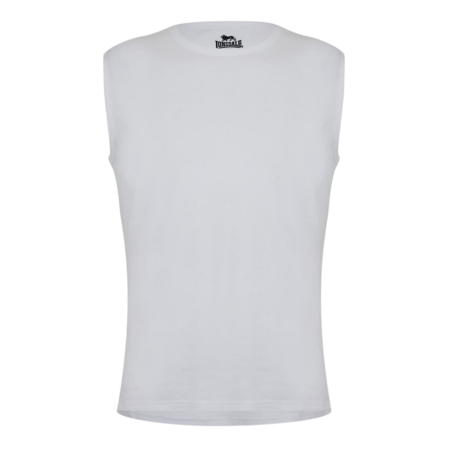 White - Front - Lonsdale Mens Plain Sleeveless Vest Top