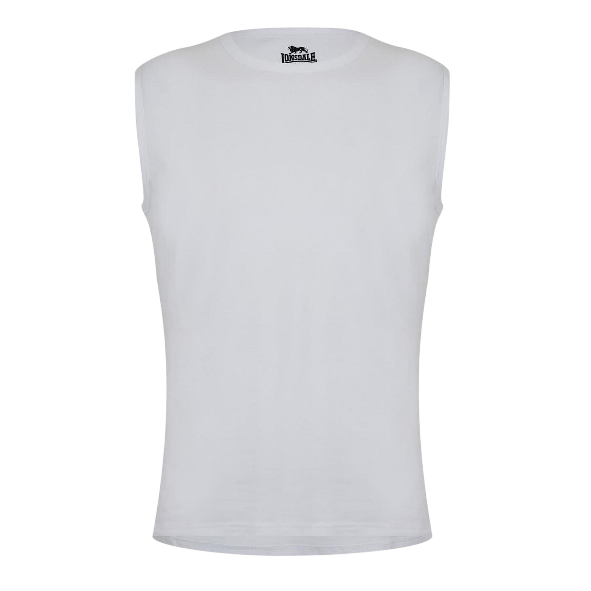 White - Front - Lonsdale Mens Plain Sleeveless Vest Top