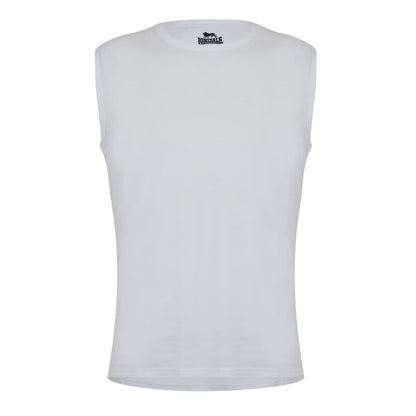 White - Front - Lonsdale Mens Plain Sleeveless Vest Top