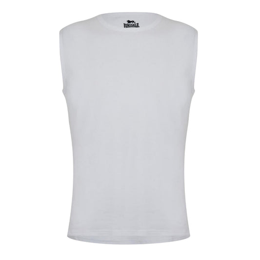 White - Front - Lonsdale Mens Plain Sleeveless Vest Top