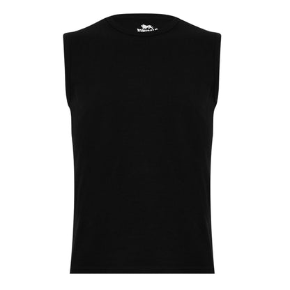 Black - Front - Lonsdale Mens Plain Sleeveless Vest Top