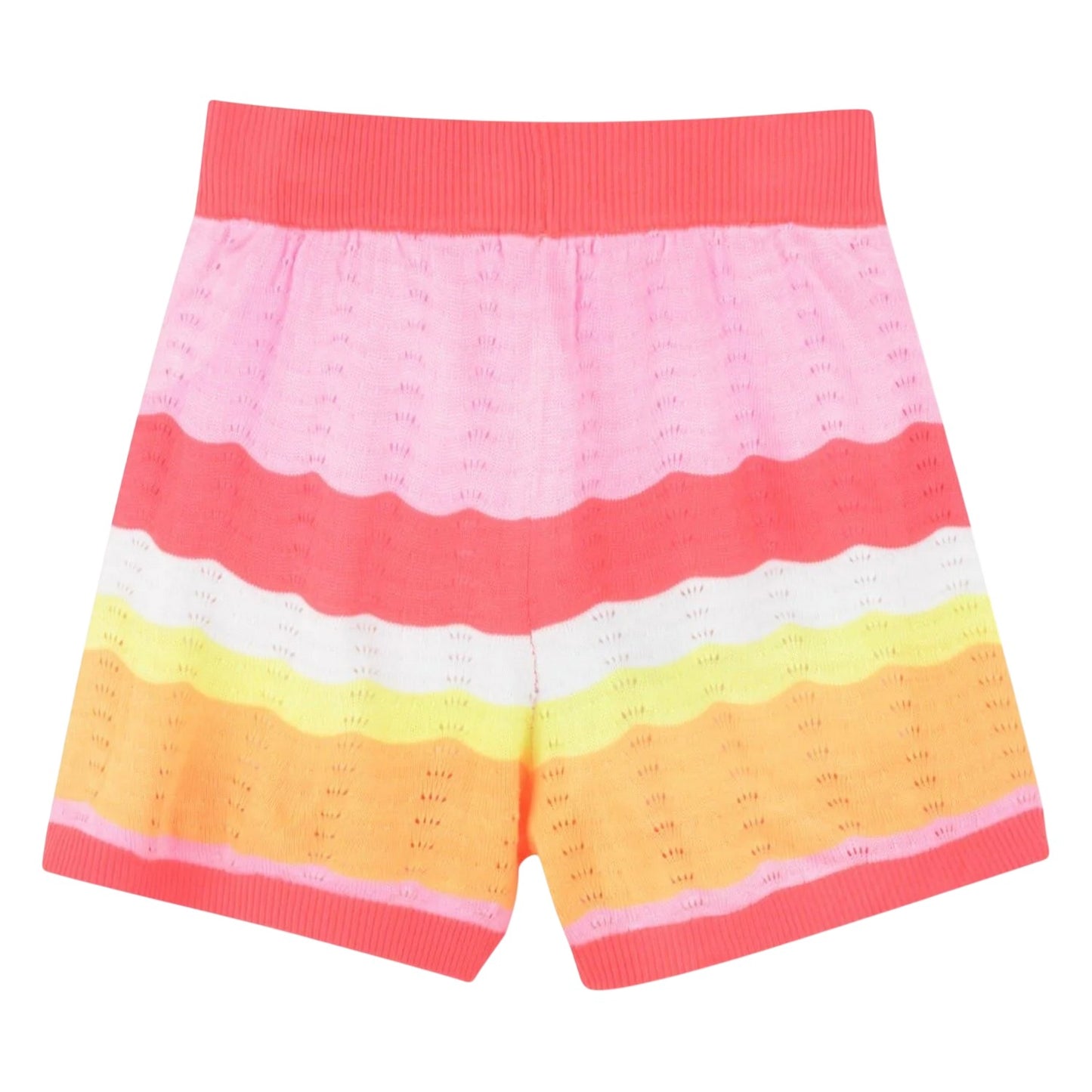Coral - Back - Billieblush Girls Crochet Wave Stripe Shorts