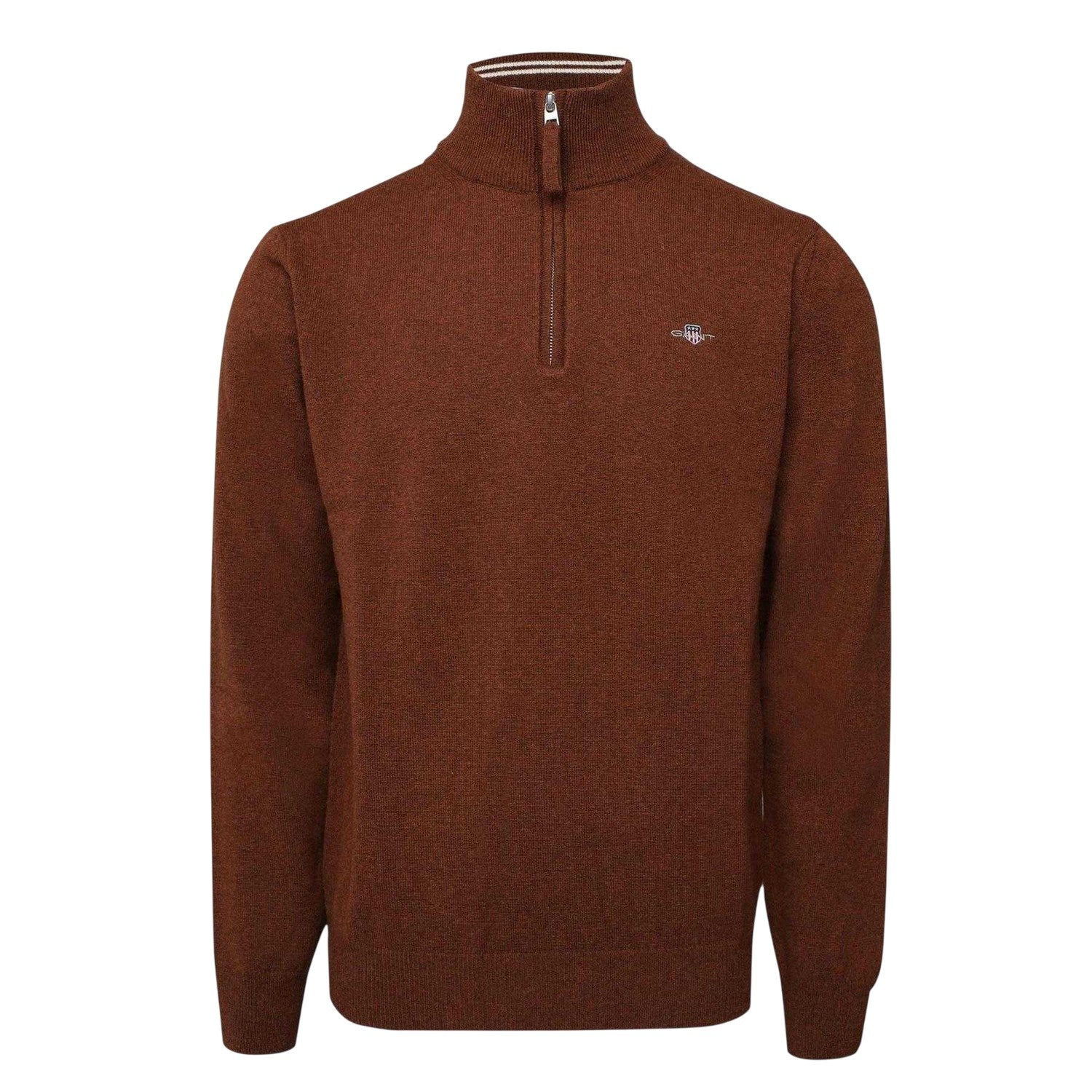Brown - Front - Gant Mens Lambswool Jumper