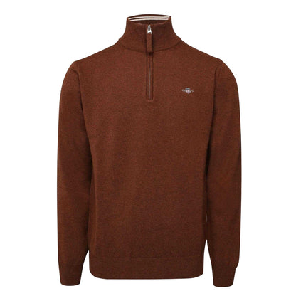 Brown - Front - Gant Mens Lambswool Jumper