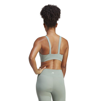 Silver - Pack Shot - Adidas Womens-Ladies Medium Support Sports Bra
