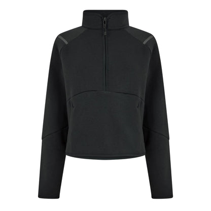 Black - Front - Under Armour Womens-Ladies Unstoppable Fleece Quarter Zip Regular Sweatshirt