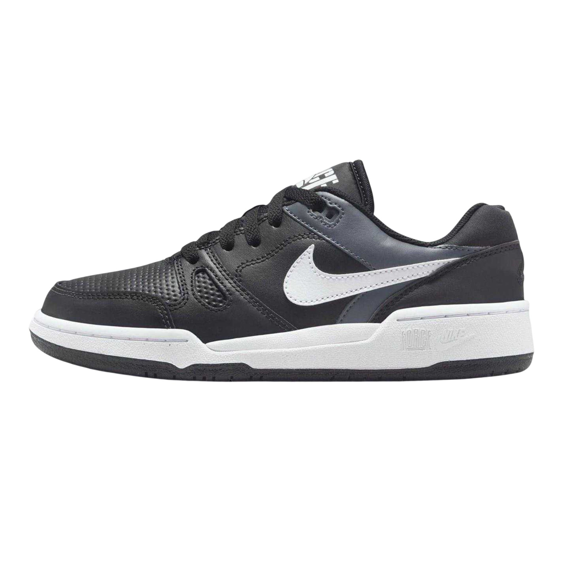 Black-White - Back - Nike Childrens-Kids Full Force Leather Shoes