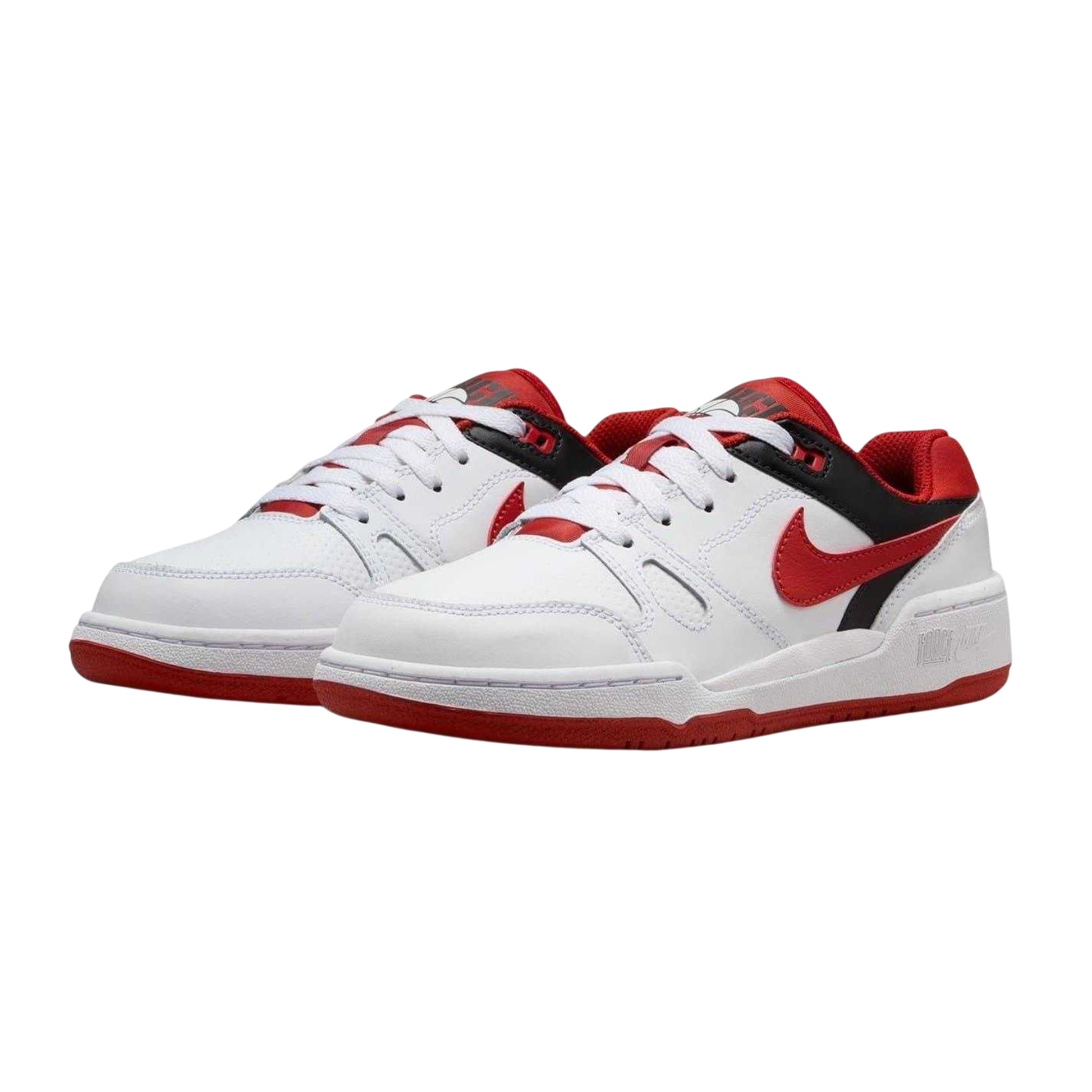 White-Red - Side - Nike Childrens-Kids Full Force Leather Shoes