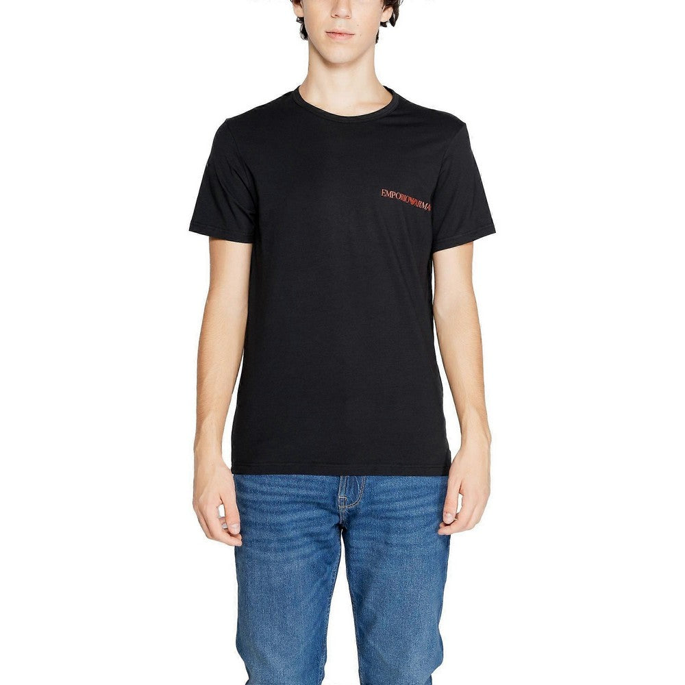 Black - Side - Emporio Armani Mens Crew Neck T-Shirt (Pack of 2)