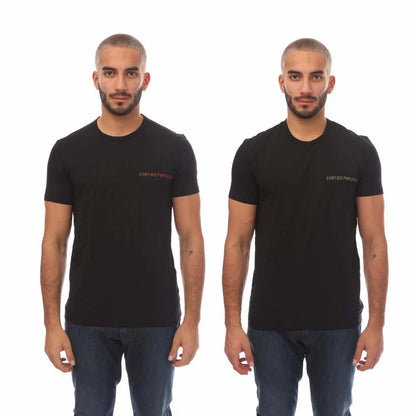 Black - Front - Emporio Armani Mens Crew Neck T-Shirt (Pack of 2)
