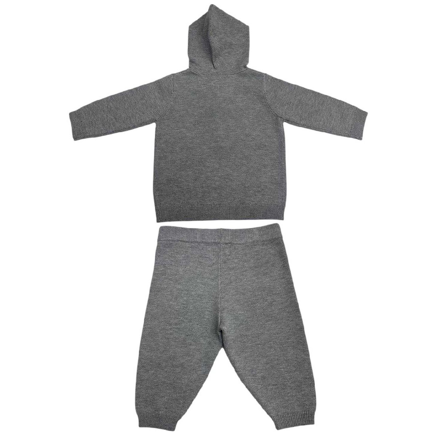 Grey Marl - Back - Pretty Green Baby Knitted Pyjama Set