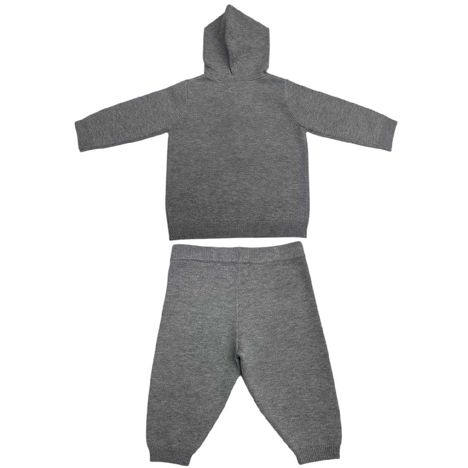Grey Marl - Back - Pretty Green Baby Knitted Pyjama Set